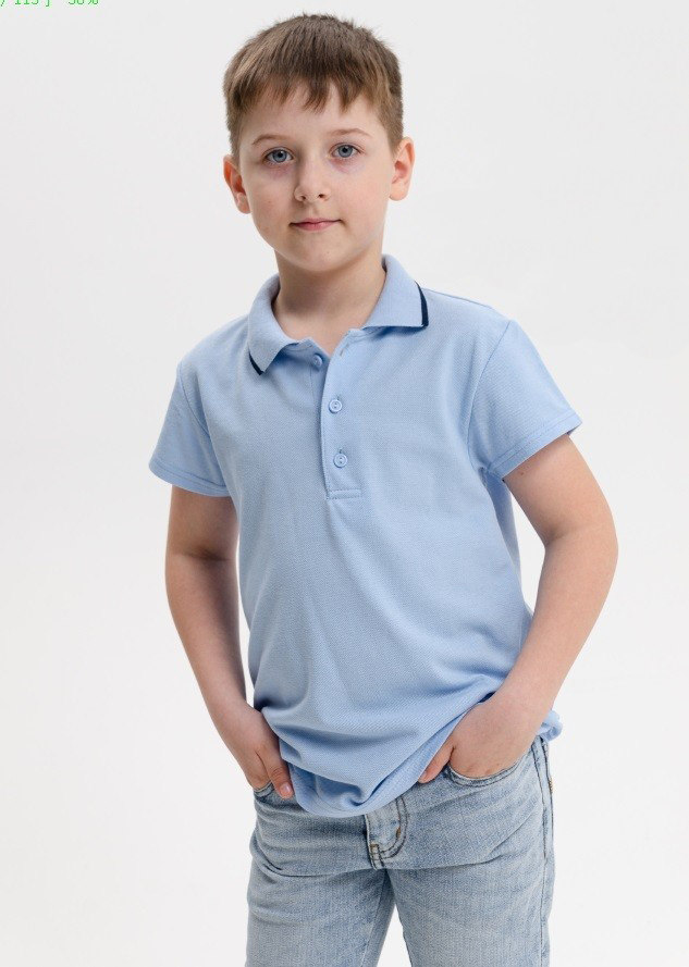 Детская футболка "Поло Контур" короткий рукав / Голубой