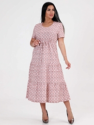 Женское платье "Каскад" ПлК-35 / Горох на бежево-розовом