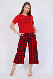 Женская пижама с брюками 24378 Красная