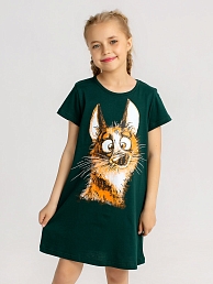 Детская сорочка "Лисичка" арт. дк157тз / Тёмно-зелёный